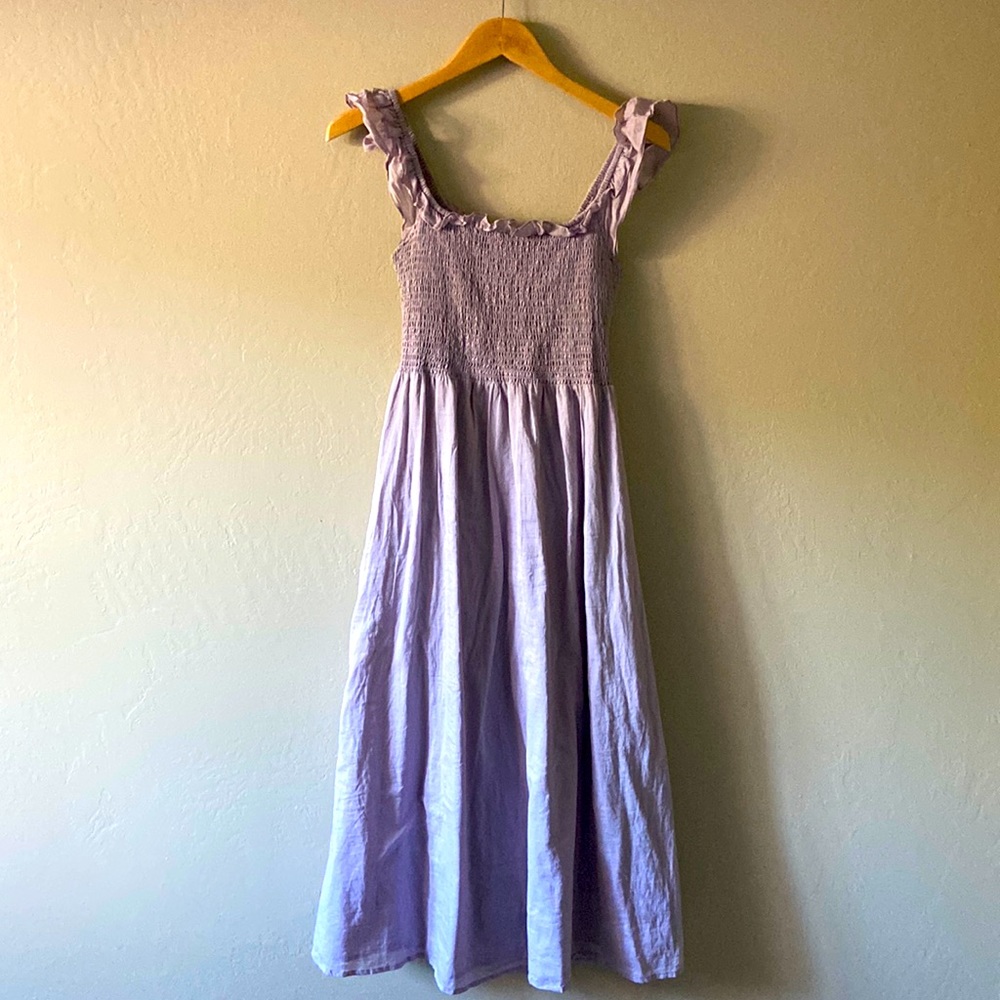Reformation Noreen MIDI Dress smocked ruffle size S